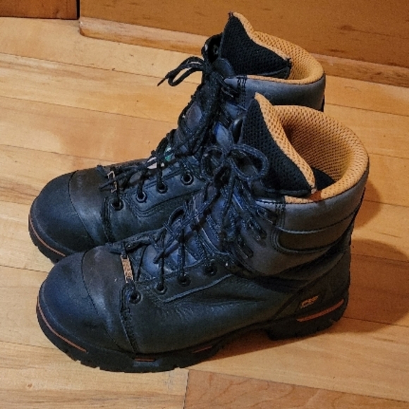 Black Leather Work Boots - Picture 1 of 5